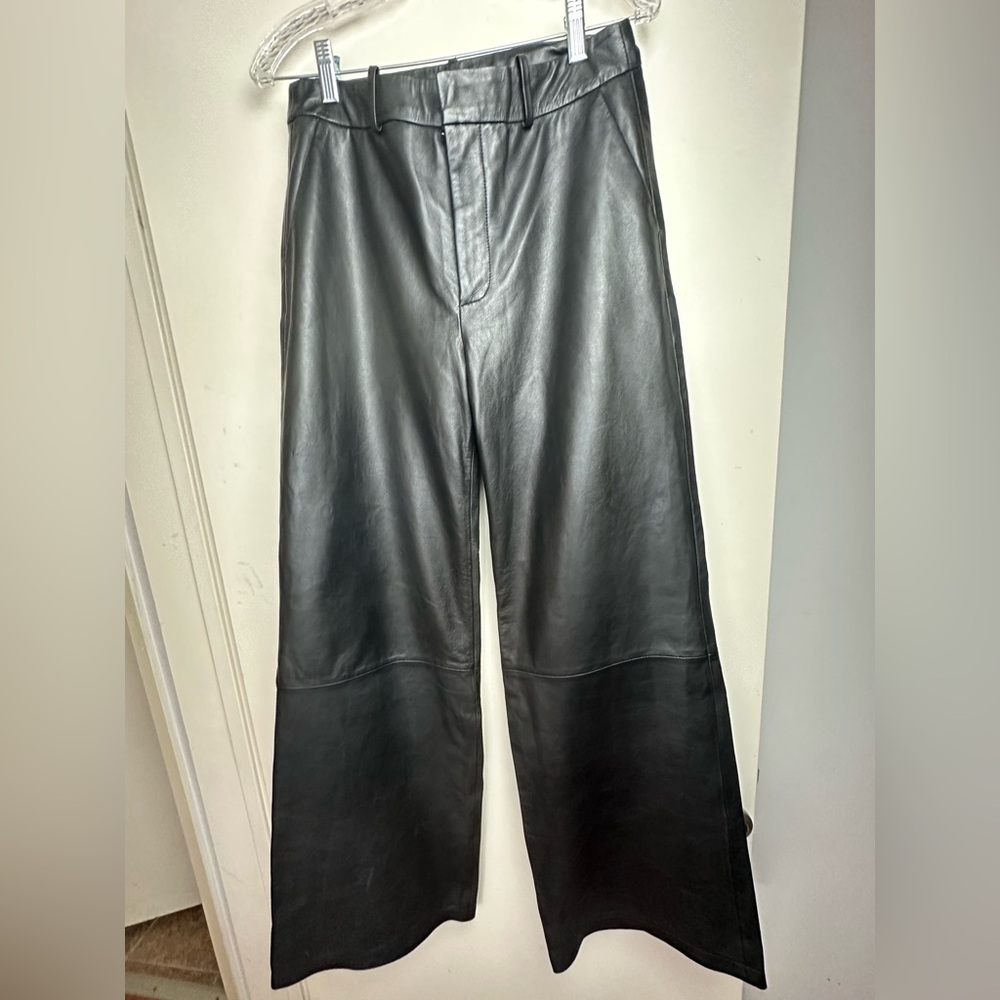 Bod & Christensen Black 100% Leather Samantha Wide Leg Chic Pants NWT Size 8